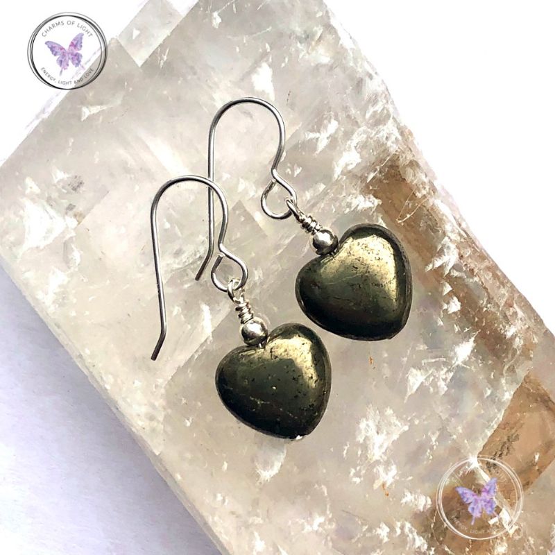 Pyrite Heart Earrings